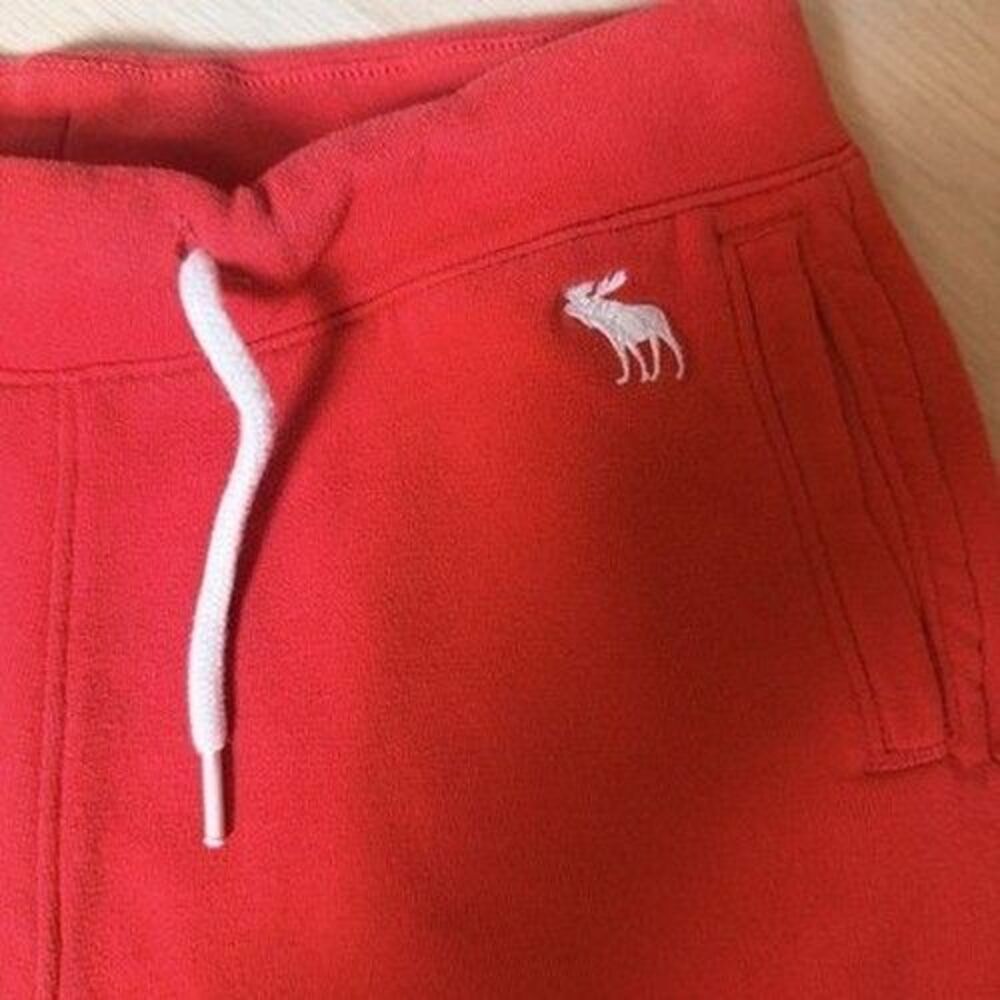 Abercrombie Kids Boys Size 15/16 Red Jogger Sweatpants Moose Logo Cuffed Y2K 80s